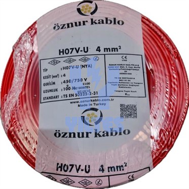 ÖZNUR 4 NYA Kablo - Kırmızı 100 Metre