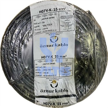 ÖZNUR 25 NYAF Kablo - Siyah 100 Metre