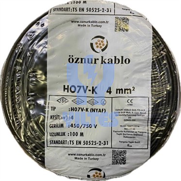 ÖZNUR 4 NYAF Kablo - Siyah 100 Metre