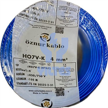 ÖZNUR 4 NYAF Kablo - Mavi 100 Metre