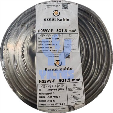 ÖZNUR 5x1,5 TTR Kablo - Siyah 100 Metre