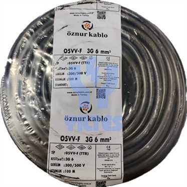 ÖZNUR 3x6 TTR Kablo - Siyah 100 Metre