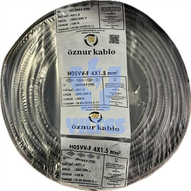 ÖZNUR 4x1,5 TTR Kablo - Siyah 100 Metre