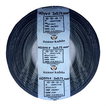 ÖZNUR 2x0,75 TTR Kablo - Siyah 100 Metre