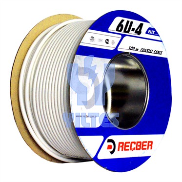 REÇBER RG6 U4 PHY-PVC Cu/Al Kablo - Beyaz 100 Metre