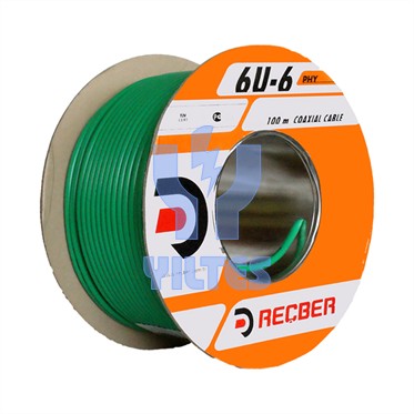 REÇBER RG6 U6 PHY-PVC Cu/Cu Kablo - Yeşil 100 Metre